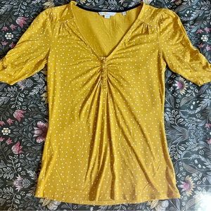 Gorgeous Boden golden, ruched sleeve top, Small. EUC.